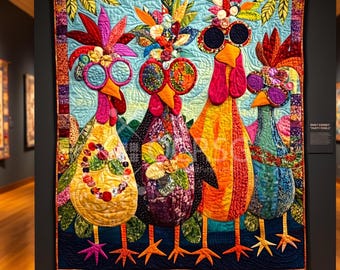 Funky Chicken Quilt Pattern PDF – Whimsical Hen Applique