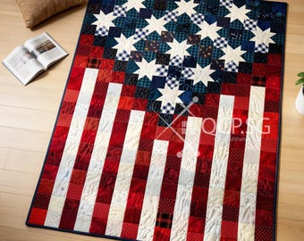American Flag Quilt Pattern: 30 x 40 inches
