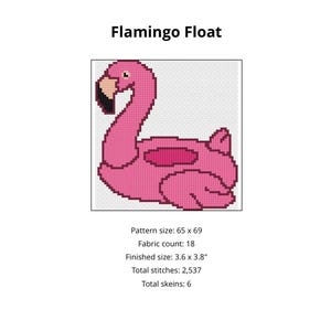 Flamingo Pool Float Needlepoint Pattern PDF, Digital Download Chart, Coastal Summer Cocktail DIY image 2