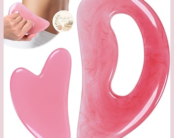 Pink Natural Resin Gua Sha Set | Body Scraping for Lymphatic Drainage & Cellulite Removal