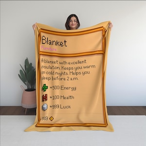 Manta de Stardew Valley / Regalo para gamers, Regalo para él o ella, Estilo pixel art, Merchandising de Stardew Valley, Regalo para niños, Videojuego, Regalo de graduación imagen 1