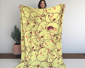 Anime throw blanket, Gift for kids, Gift for boys, Gift for him and her, First Gen 1 Original, Pkmn Red Blue,Game Sprites Inspired