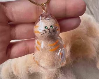 Pet Hair Keychain, Transparent cat hair storage capsule, Cat Memorial Gift For Loss, Cat Loss Remembrance, Keychain Accessory, Cat mom