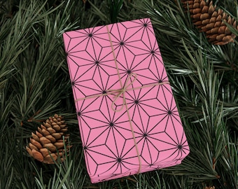 Anime Wrapping Paper Set Pink Green & Yellow Christmas Demon Slayer Gift Wrap Sheets Pattern Matte Holiday Paper Nezuko Tanjiro Zenistu