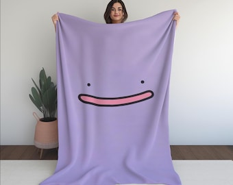 Ditto throw blanket, Gift for kids, Gift for boys, Gift for him and her, First Gen 1 Original, Pkmn Red Blue,Game Sprites Inspired