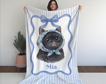 Custom Pet Blanket, Pet memorial, Watercolored Dog or Cat Blanket, Gift for Pet Lovers, Custom fleece blanket, Dog Mom Gifts, Cat Mom Gift