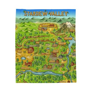 de la carte de la vallée de Stardew | Ville de pélican, cadeau stardew, cadeau de jeu vidéo, cadeau de joueur, stardew confortable, décoration de coin lecture, cadeau de jeu confortable image 2