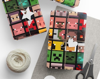 Minecraft Wrapping Paper | Gift Wrap Roll, Gift Wrap, Christmas Wrapping Paper, Birthday Wrapping Paper, Gift for Gamer