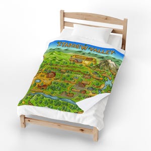 de la carte de la vallée de Stardew | Ville de pélican, cadeau stardew, cadeau de jeu vidéo, cadeau de joueur, stardew confortable, décoration de coin lecture, cadeau de jeu confortable image 3