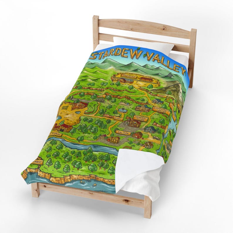 de la carte de la vallée de Stardew | Ville de pélican, cadeau stardew, cadeau de jeu vidéo, cadeau de joueur, stardew confortable, décoration de coin lecture, cadeau de jeu confortable image 8