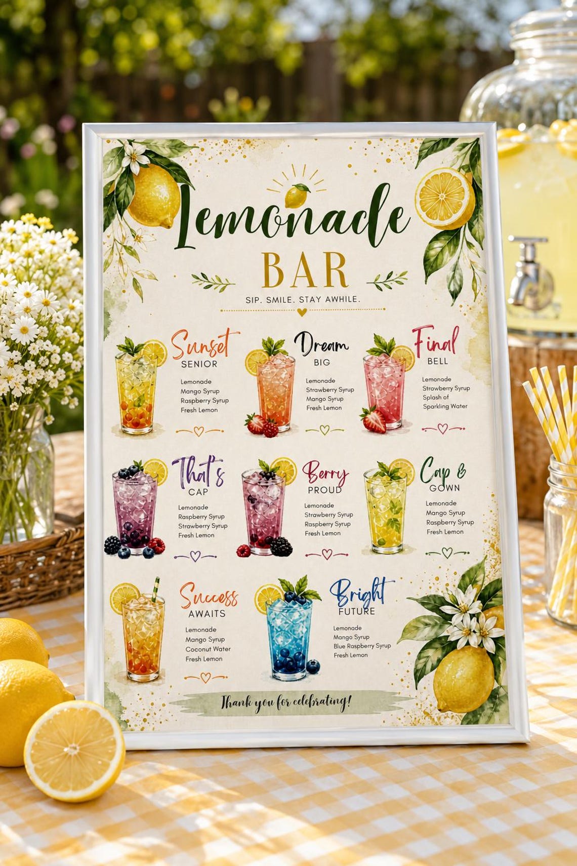 Graduation Lemonade Stand Sign Editable Lemonade Bar Graduation Sign | Lemonade Stand Sign ...