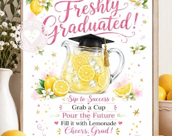 Digital Graduated Lemonade Bar Sign, Grad Party Drink Station Sign Printable or Shipped, Class of 2026 Table Sign, Senior Graduation Decor