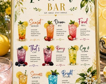 Editable Lemonade Bar Graduation Sign | Lemonade Stand Sign | Graduation Party Sign | Graduation Lemonade Decor | Party Decorations