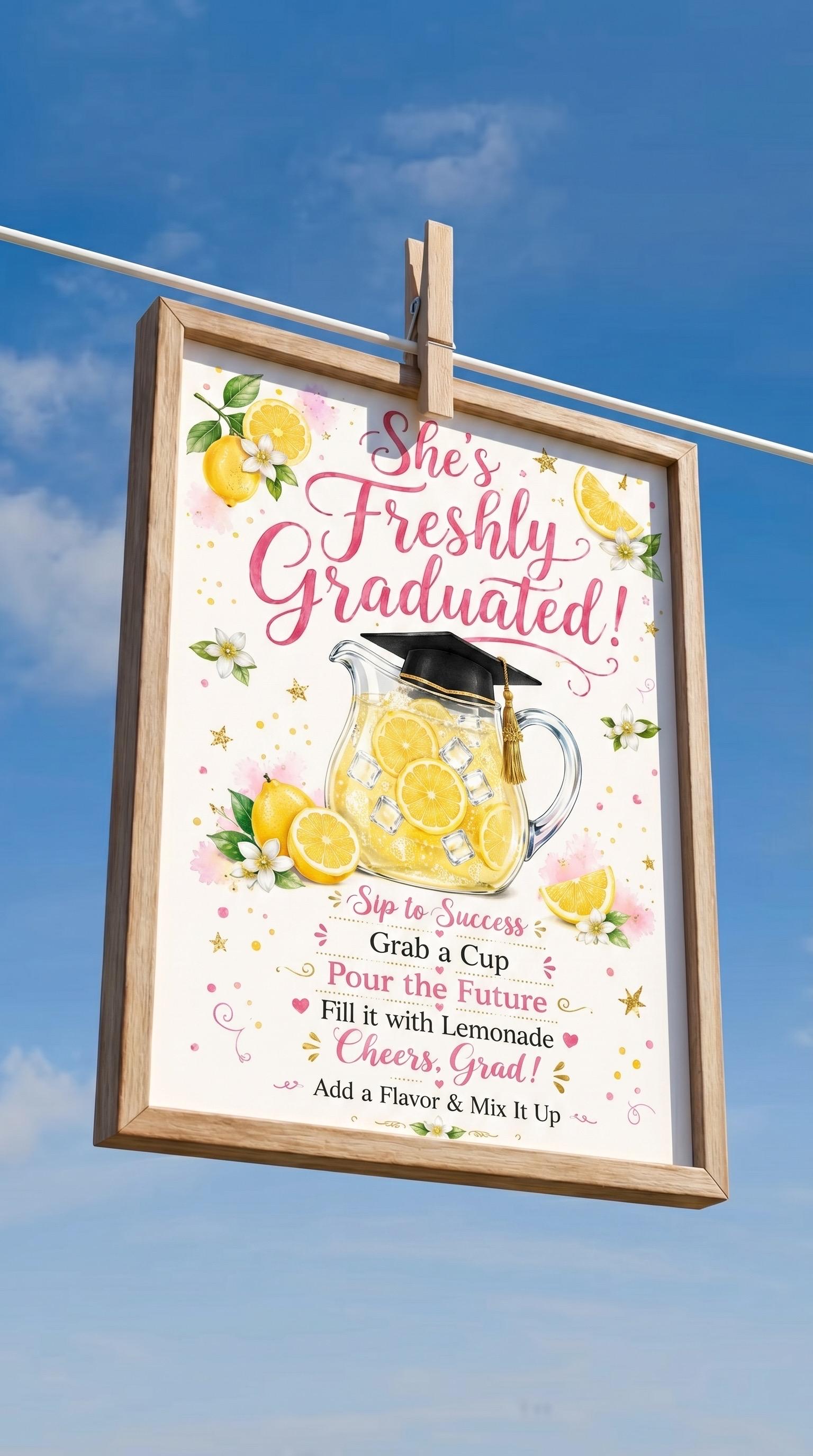 Graduation Lemonade Stand Sign Digital Graduated Lemonade Bar Sign, Grad Party Drink Station Sign ...