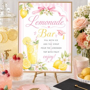 Freshly Graduated Lemonade Bar Sign, Lemon Party Sign, Drink Station Decor For Graduation, Class of 2026