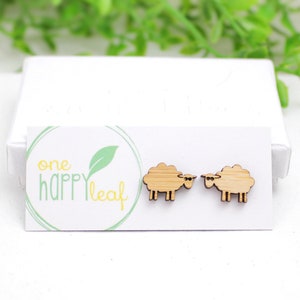 Sheep earrings gift for knitter sheep gift sheep jewellery sheep jewelry vegan gift vegan earrings vegan gift ideas image 1