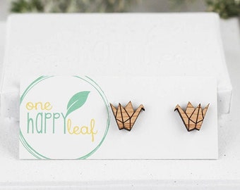 Origami stud earrings - origami jewellery - origami crane earrings - origamic studs