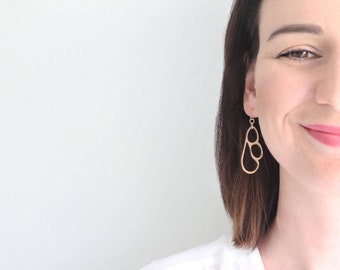 Spring jewellery - wooden earrings - laser cut wooden jewellery - wooden dangle earrings - earrings for work - wooden drop earrings