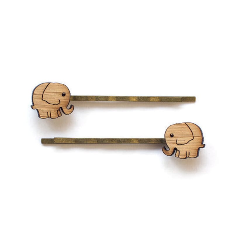 Cute Hair Pins Elephant Jewelry Hair Clips Wooden Elephant Etsy