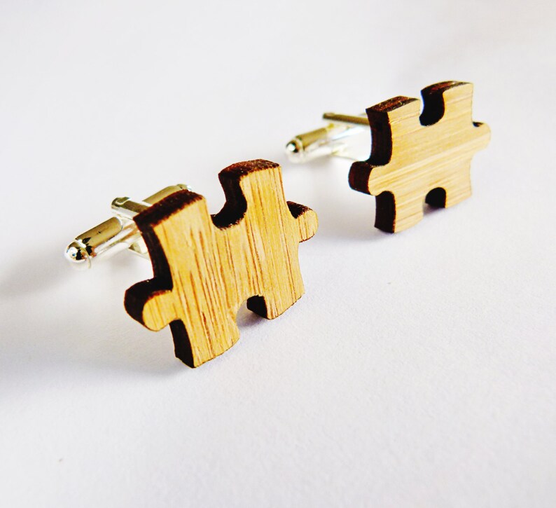 5 year anniversary puzzle piece cufflinks Cufflinks gifts for men wood Groom cuff links Wedding Cufflinks