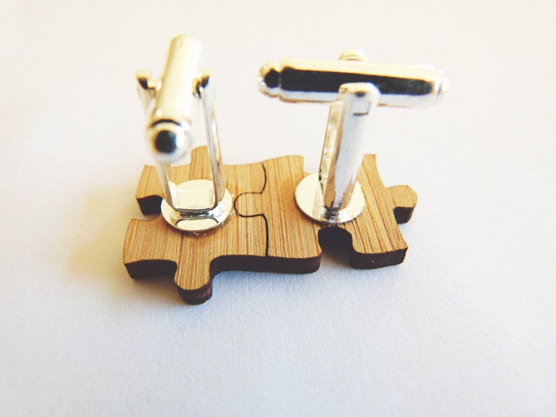 5 year anniversary puzzle piece cufflinks Cufflinks gifts for men wood Groom cuff links Wedding Cufflinks