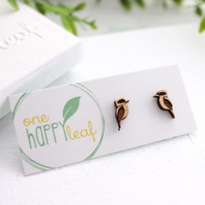 Eco gift - Kookaburra stud earrings - Australian bird studs, sustainable gift, Australiana gift, Kookaburra jewellery