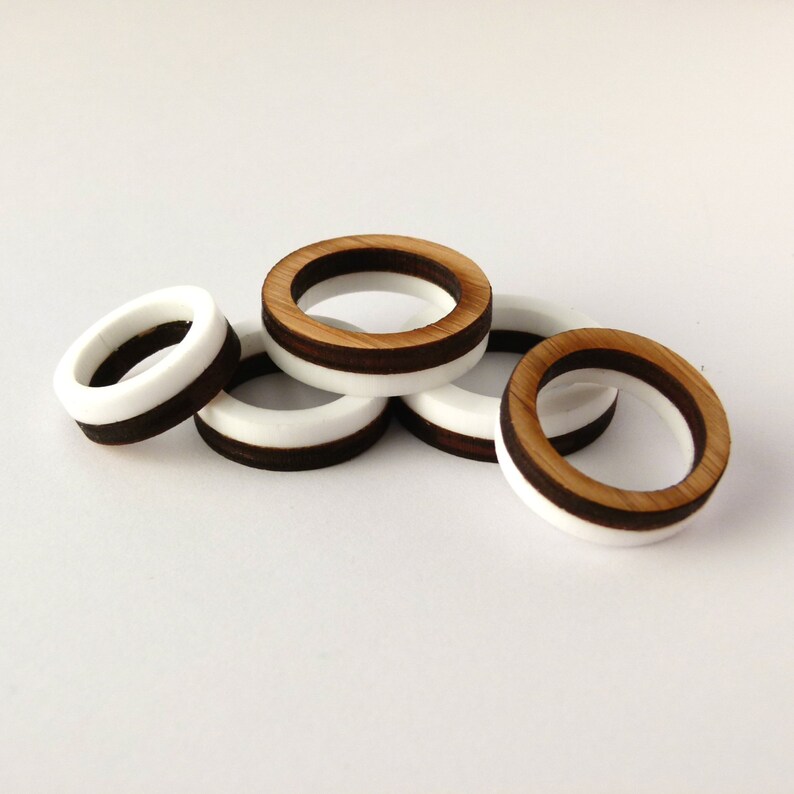 Wood and White Ring Everyday Ring Simple Wooden Ring Etsy