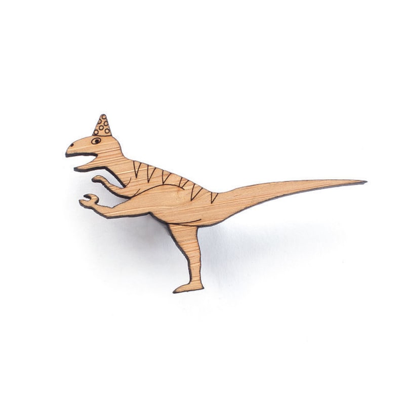 dinosaur badge fun gift nerd jewelry Dancing Dinosaur dinosaur jewelry raptor Dinosaur brooch