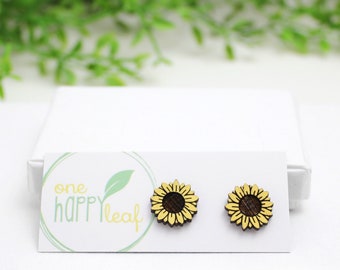 Sunflower earrings -  eco gift - sunflower stud earrings - flower jewellery, sustainable gift, sunflower jewellery