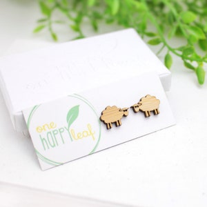 Sheep earrings gift for knitter sheep gift sheep jewellery sheep jewelry vegan gift vegan earrings vegan gift ideas image 2