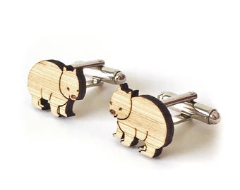 Wombat cufflinks - cufflinks for men - australian animal cufflinks  - Australian gift