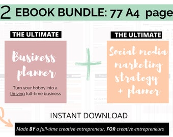 Printable business planner, business plan templates, marketing planner, social media digital planner download, planner daily planner