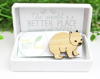 Wombat brooch - wombat jewellery - wooden wombat badge -  wombat lover gift