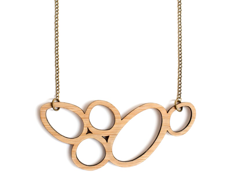 Wooden necklace laser cut necklace wooden pendant wooden Etsy