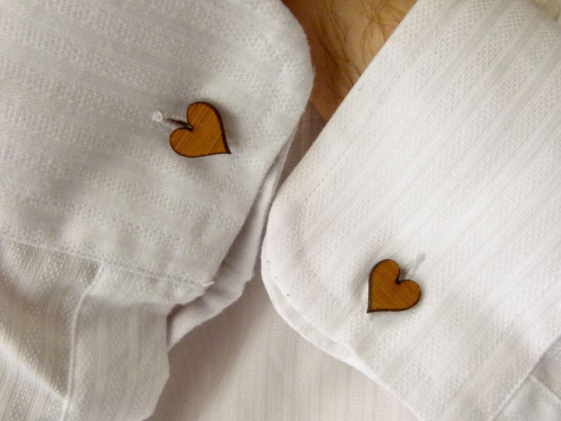 Cufflinks Wedding cufflinks Wood Cufflinks love heart cufflinks 5 year anniversary groom cufflinks image 5