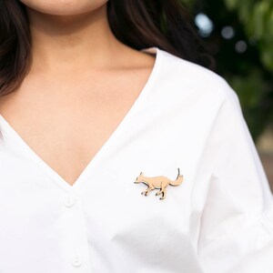 Fox brooch fox lover jewellery wooden fox brooch fox jewelry fox badge image 2