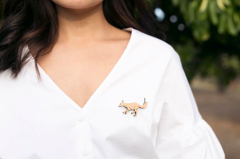 Fox brooch fox lover jewellery wooden fox brooch fox jewelry fox badge image 2