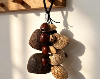 Handmade Natural Seed Pod Rattle Chime,Healing Nature Sound Wind Chime,Boho Calming Hanging Decor,Fruit Shell Mindfulnefss Spiritual Gift