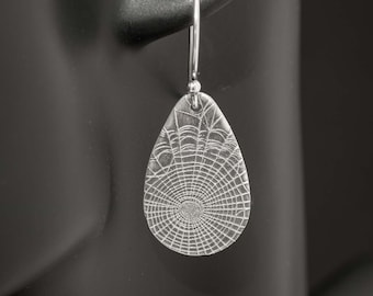 Silver Spooky Spiderweb Earrings, Elegant Gothic Dangle Earrings in Fine Silver