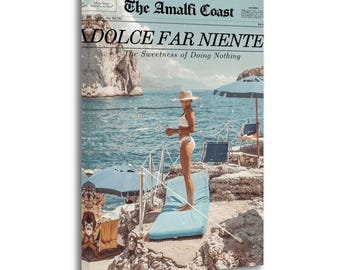 Retro Zeitung Sommer Magazin Amalfiküste Leinwand Wand Kunst Poster Bild Druck Wohnzimmer Wände Decor Home Poster
