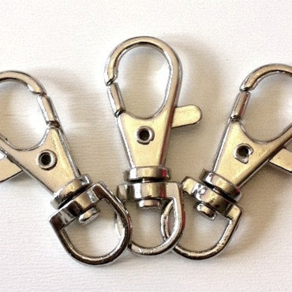 10 ct Swivel Lobster Clasp 33mm Silver Zipper Pull Findings