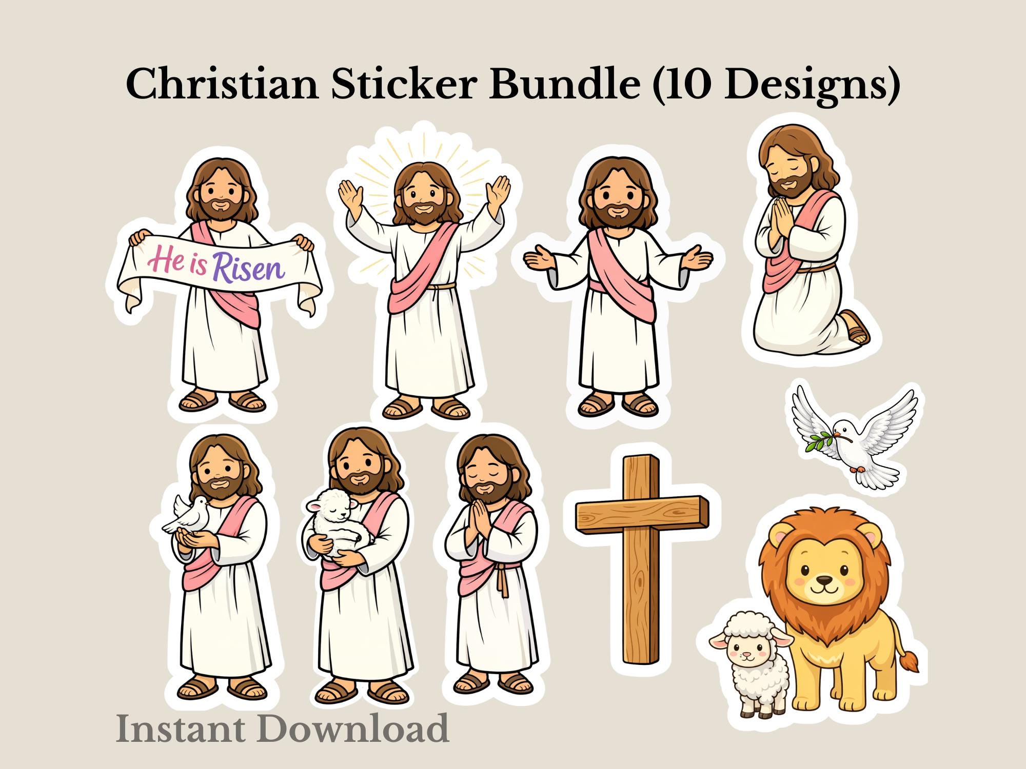 Christian Sticker Bundle PNG, Jesus Sticker Designs, Bible Sticker ...