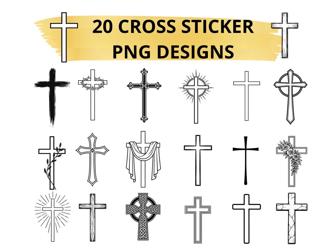 Cross Sticker PNG Bundle | Christian Sticker Designs | Faith Clipart ...