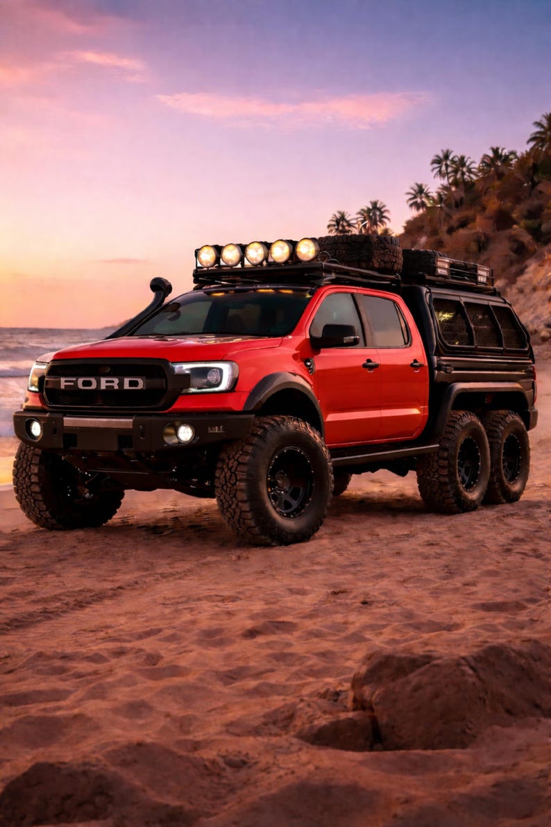 Race Red Ford Ranger 6x6 Poster, off Road Truck Wall Art, Printable Car ...