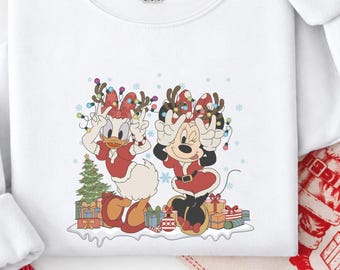 Retro Christmas Besties Tshirt, Minnie Christmas Shirt, Vintage Disney Holiday Vacation Tee, Magical Winter Graphic, Best Friend Gift