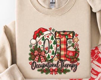 Retro Christmas OT Shirt, Occupational Therapy Holiday Tee, Festive Therapist Sweatshirt, Pediatric OTA Crewneck, Cute Winter Clinic Gift
