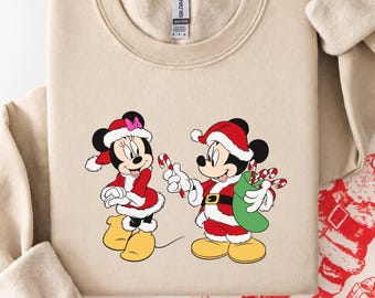 Disney Christmas Tee, Retro Mickey Santa Shirt, Minnie Mouse Holiday Tshirt, Cute Couple Xmas Graphic, Magical Family Vacation Gift