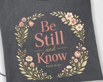 Be Still and Know Floral Graphic Tee, Christian Scripture Faith Shirt, Minimalist Bible Verse Gift for Her