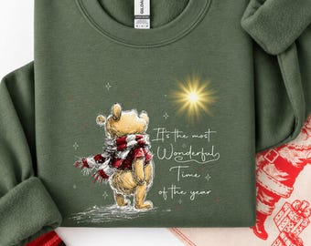 Cute Bear Winter Graphic Sweatshirt, Christmas Retro Shirt, Nostalgic Bear Holiday Tee, Wonderful Time Of The Year Slogan Gift