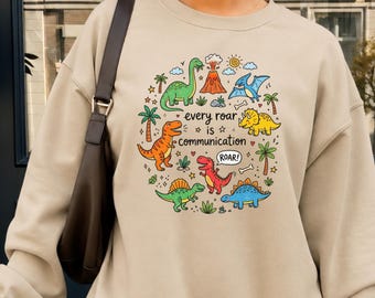 Every Roar Is Communication Dinosaur Tee, Speech Therapy Graphic Shirt, Pediatric SLP Gift, Speech Teacher Present